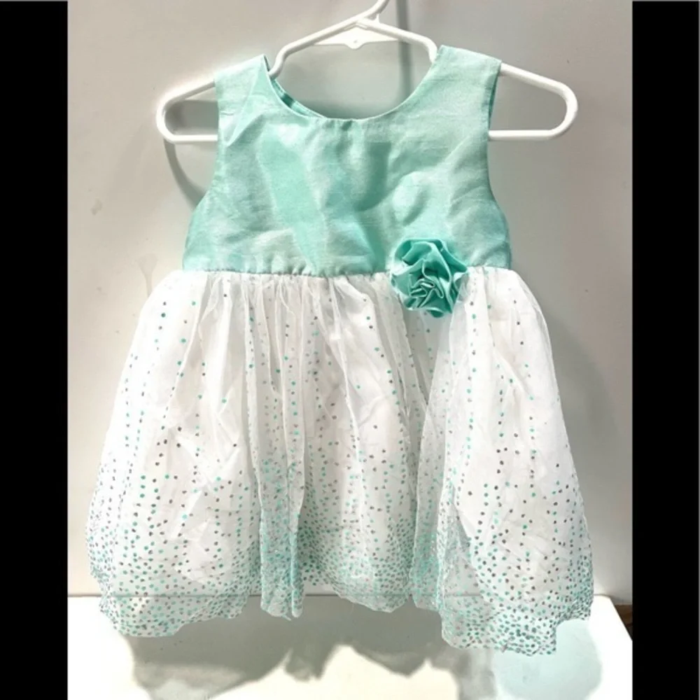 GEORGE sparkly teal chiffon dress toddler 18M
